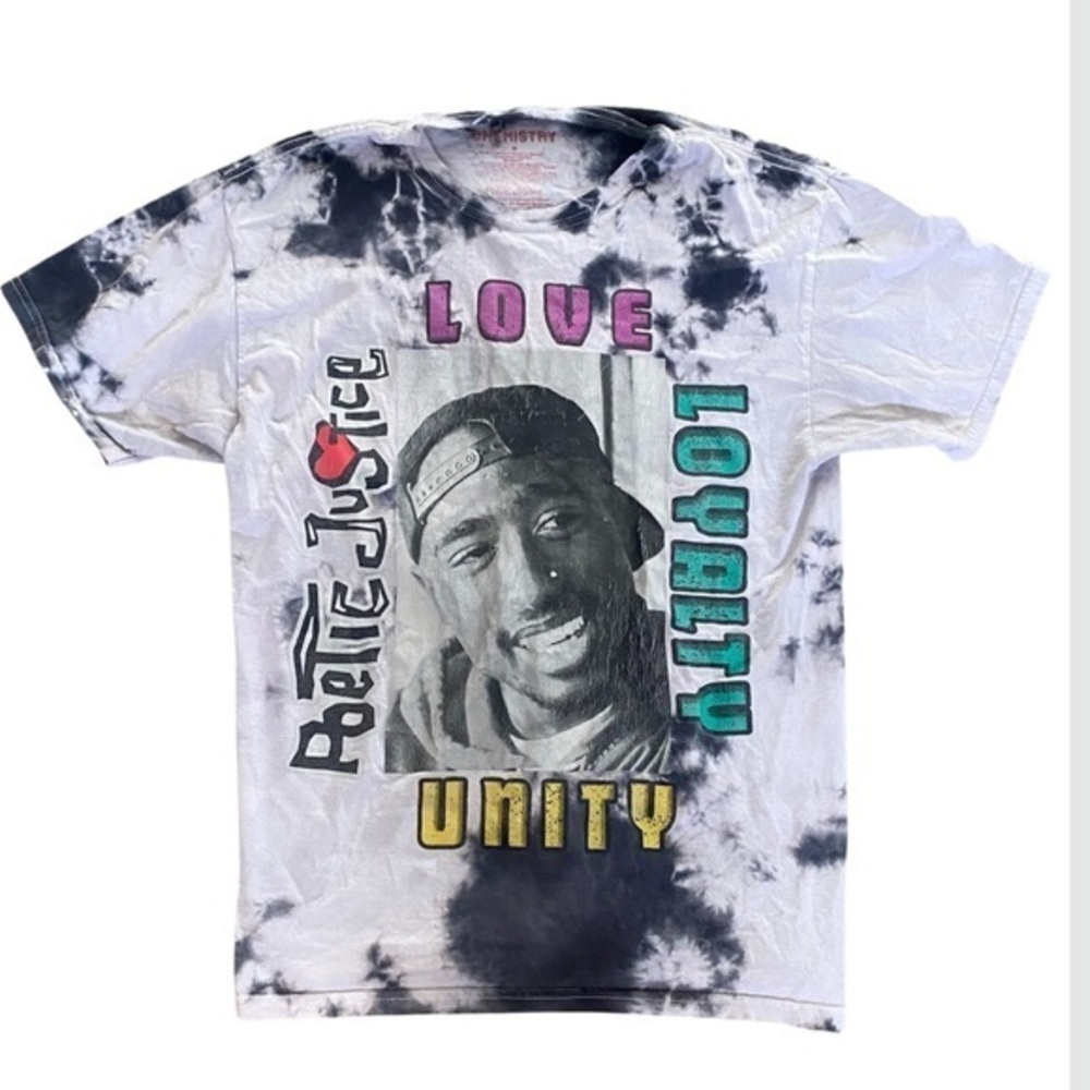 TUPAC POETIC JUSTICE Tie Dye Graphic Chemistry Tee T Shirt Men’s Unisex Medium